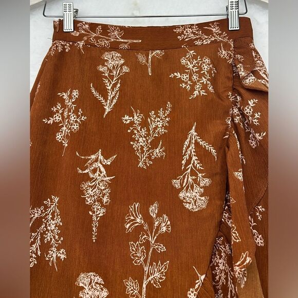 FLORAL FRILL WRAP SKIRT Sz XS Ruffle Hem - Picture 3 of 7